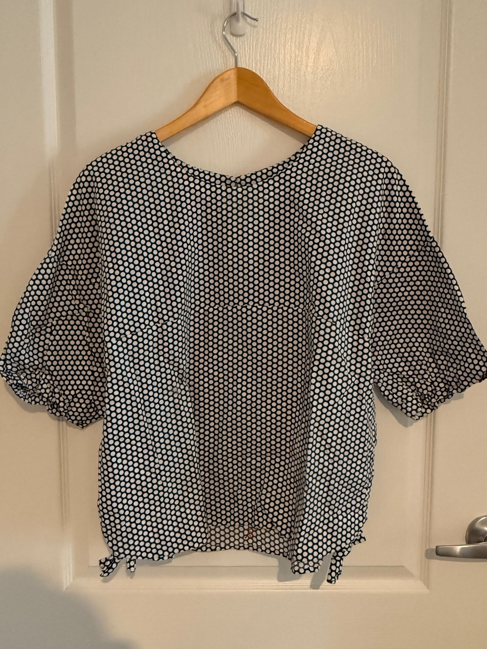 Polka Dot Puff Sleeve Blouse - Black & White
